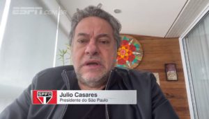 Julio Casares, presidente do São Paulo, faz chamamento à torcida. (Foto: Reprodução/ESPN Brasil)
