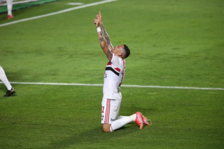 Luciano celebra gol do título paulista contra Palmeiras. (Foto: Twitter do São Paulo)