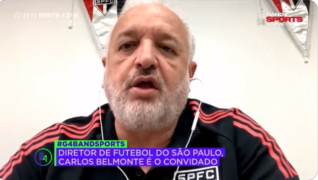 Carlos Belmonte, diretor de futebol do São Paulo, explica como clube valoriza uso dos jogadores da base. (Foto: Twitter do BandSports)