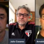 Presidente do São Paulo, Julio Casares, explica porque dívida do clube aumentou. (Foto: Reprodução/Canal Arnaldo e Tironi)
