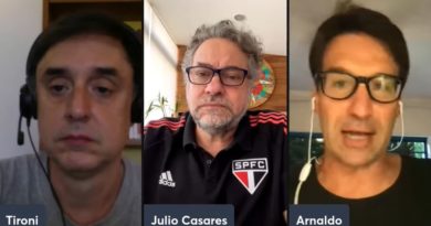 Presidente do São Paulo, Julio Casares, explica porque dívida do clube aumentou. (Foto: Reprodução/Canal Arnaldo e Tironi)