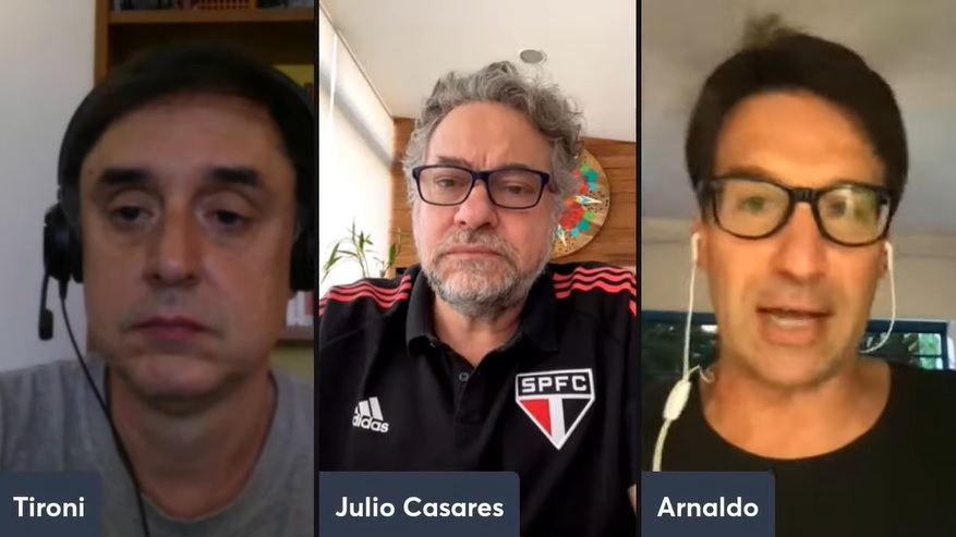 Presidente do São Paulo, Julio Casares, explica porque dívida do clube aumentou. (Foto: Reprodução/Canal Arnaldo e Tironi)