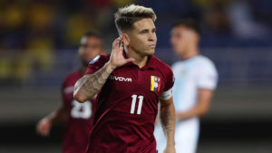 Venezuela, onde joga Soteldo, convocou Ferraresi para as Eliminatórias. São Paulo terá desfalque. (Foto: Twitter da Venezuela)