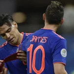 Dupla Falcão e James atuando pela Colômbia. O meia é visto com bons olhos pelo São Paulo. (Foto: Twitter da Colômbia)