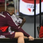Luan teve uma recaída da lesão no músculo da coxa e é um dos oito desfalques do São Paulo. (Foto: Twitter do São Paulo)