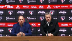 Julio Casares fala sobre futuro de Rogério Ceni no São Paulo. (Foto: Twitter do São Paulo)
