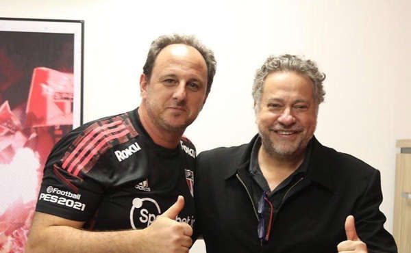 Rogério Ceni é técnico do São Paulo e Casares, presidente do clube. (Foto: Twitter do São Paulo)