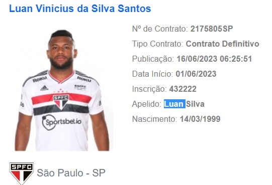 Luan tem contrato renovado com São Paulo e nome publicado no BID. (Foto: Reprodução)