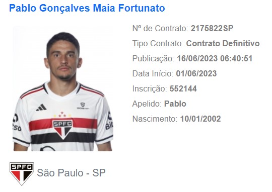 Pablo Maia tem contrato renovado com São Paulo e nome publicado no BID. (Foto: Reprodução)