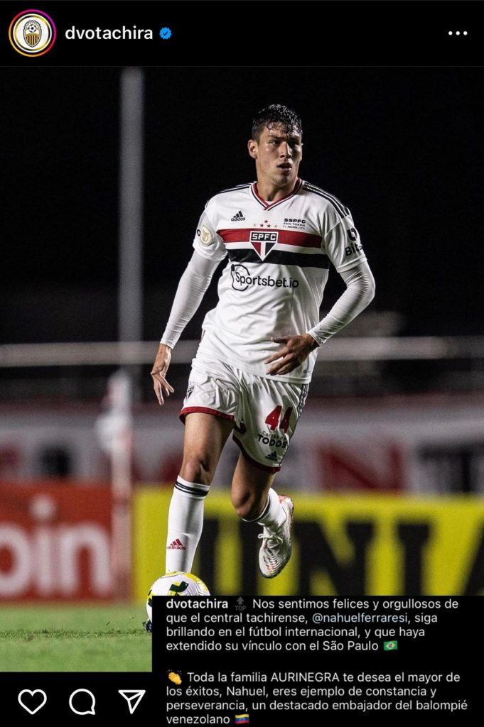 Zagueiro do São Paulo recebeu homenagem no Instagram. (Foto: Reprodução)
