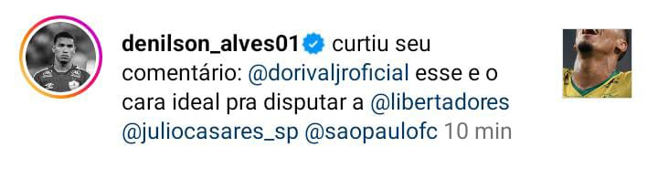 Meia do Cuiabá, Denilson curte post e "cava" contratação do São Paulo. (Foto: Reprodução/Instagram)