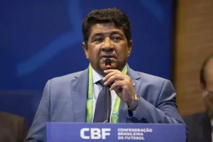 Presidente da CBF, Ednaldo Rodrigues anúncia Dorival Junior, ex-técnico do São Paulo, como novo comandante da Seleção Brasileira. (Foto: Twitter da CBF)