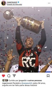 Rogério Ceni parabeniza São Paulo pelo aniversário. (Foto: Instagram/Rogério Ceni)