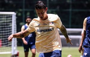 James Rodríguez segue sem estrear pelo São Paulo em 2024. (Foto: Twitter do São Paulo)