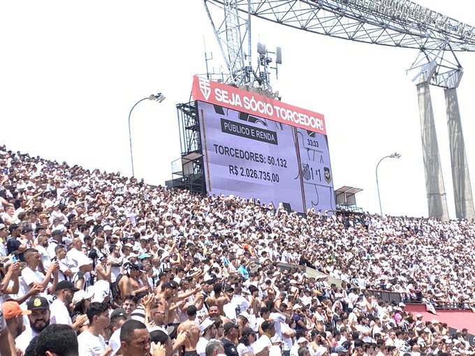 Santos bate recorde de público no Paulistão. (Foto: Reprodução/CazéTV)