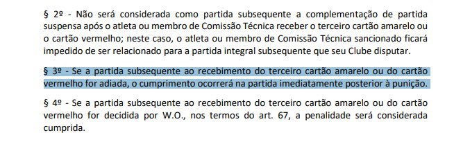 Trecho do regulamento do Brasileirão explica caso de Igor V. e Luciano. (Foto: Reprodução)