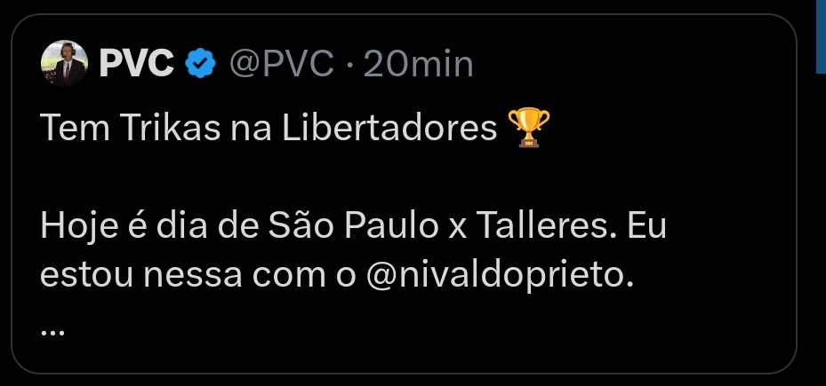 Post de PVC com uso do termo Trikas. (Foto: Reprodução/X)