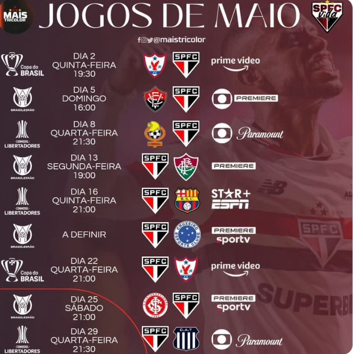 São Paulo terá maratona de jogos em maio. (Foto: Reprodução Twitter)