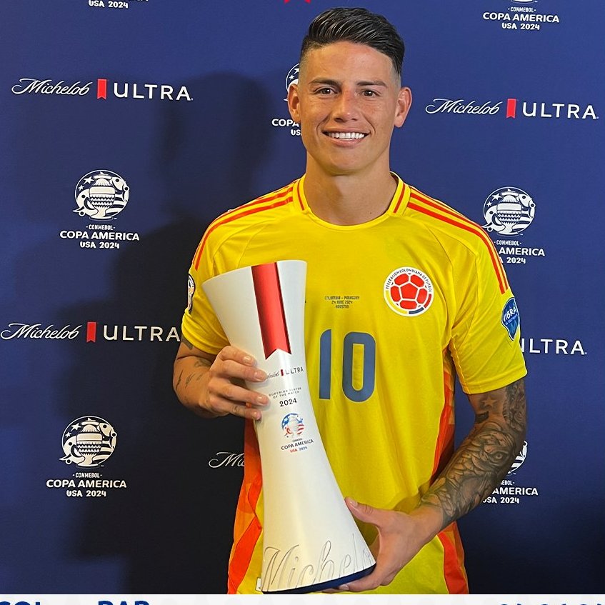 James Rodríguez foi o MVP na estreia da Copa América pela Colômbia. (Foto: X da Copa América)