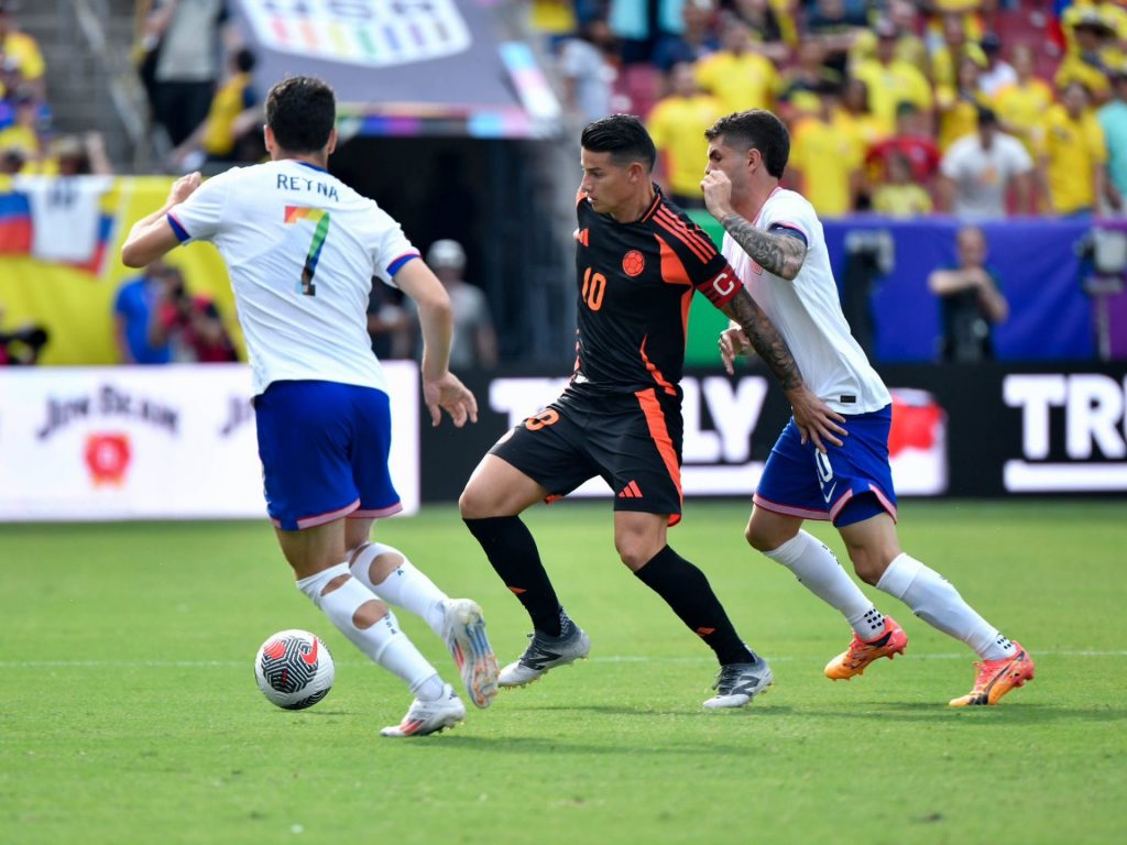 James foi titular pela Colômbia em amistoso antes da Copa América contra os Estados Unidos. (Foto: X do James Rodríguez)