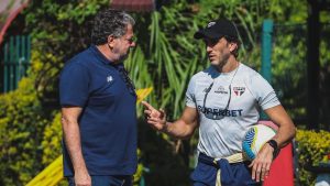 Zubeldia e Casares, técnico e presidente do São Paulo. (Foto: Rubens Chiri)