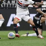 Ferreirinha fez um jogo de muita entrega pelo São Paulo, mas pecou na hora de concluir. (Foto: X do SPFC)