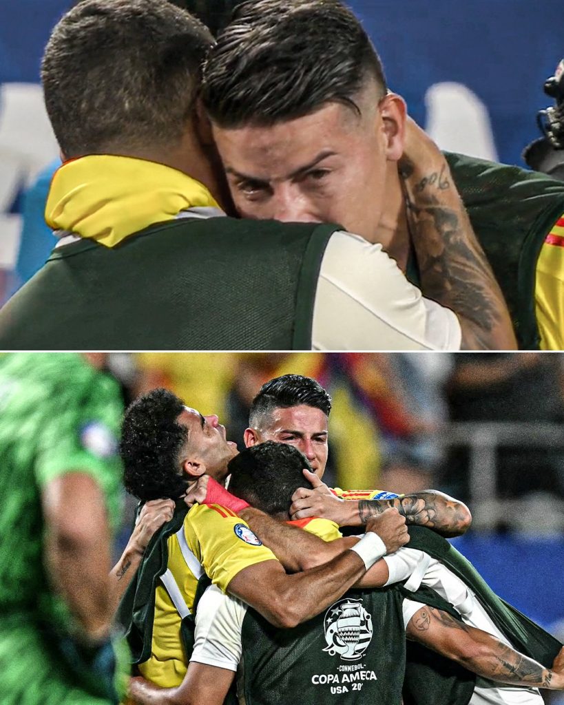 James Rodríguez se emocionou com a classificação da Colômbia para a decisão da Copa América. (Foto: Reprodução)