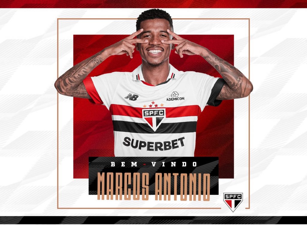 Marcos Antônio é anunciado pelo São Paulo. (Foto: Reprodução/SPFC)