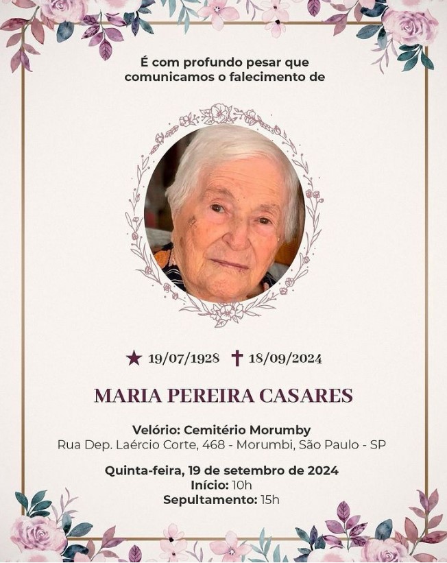 Comunicado publicado nas redes sociais por Julio Casares sobre o velório da mãe. (Foto: Reprodução/Instagram)