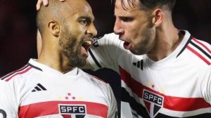 Lucas Moura e Calleri, ambos do São Paulo FC - Foto: Rubens Chiri