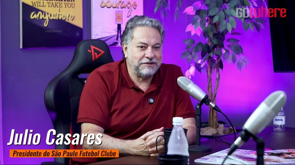 Julio Casares fala sobre SAF do São Paulo em entrevista ao GoWhere. (Foto: Reprodução/YouTube Go Where)