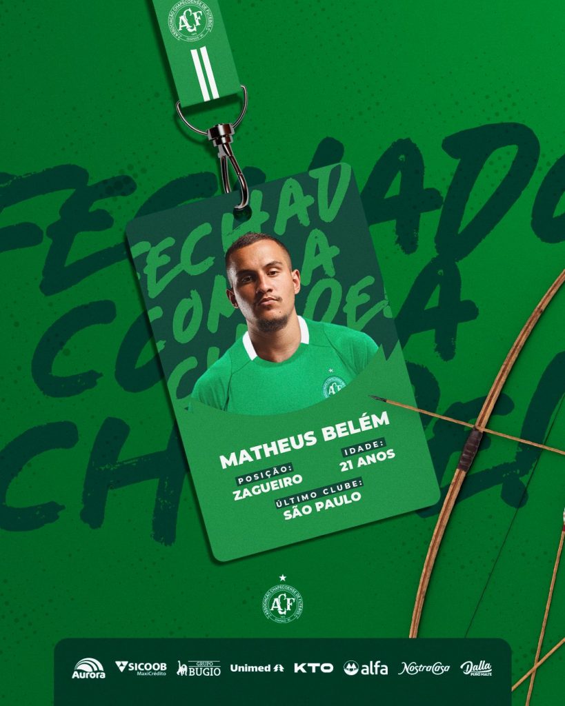 Matheus Belém foi anunciado pela Chapecoense. (Foto: Reprodução/X da Chapecoense)