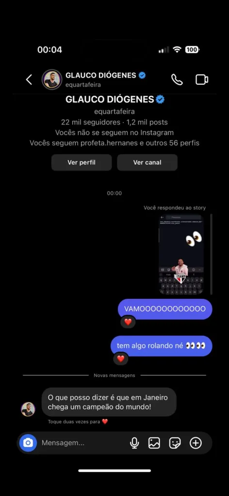 Glauco Diógenes, embaixador da Superbet, promete chegada de "campeão do mundo" ao São Paulo. (Foto: Reprodução/Instagram)
