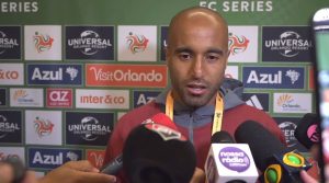 Lucas Moura em entrevista pós jogo. Foto: Reprodução/ Arquibancada Tricolor