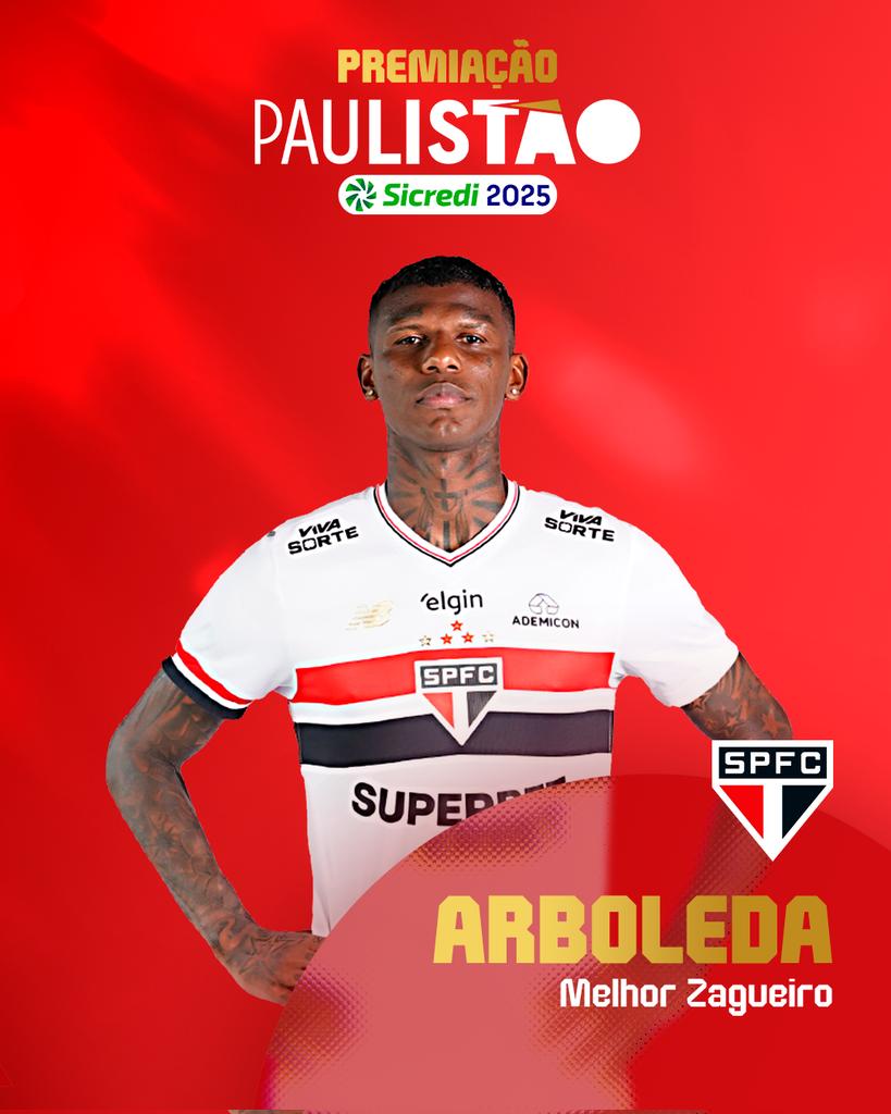 Arboleda está na seleção do campeonato em 2025. (Foto: X do Paulistão)