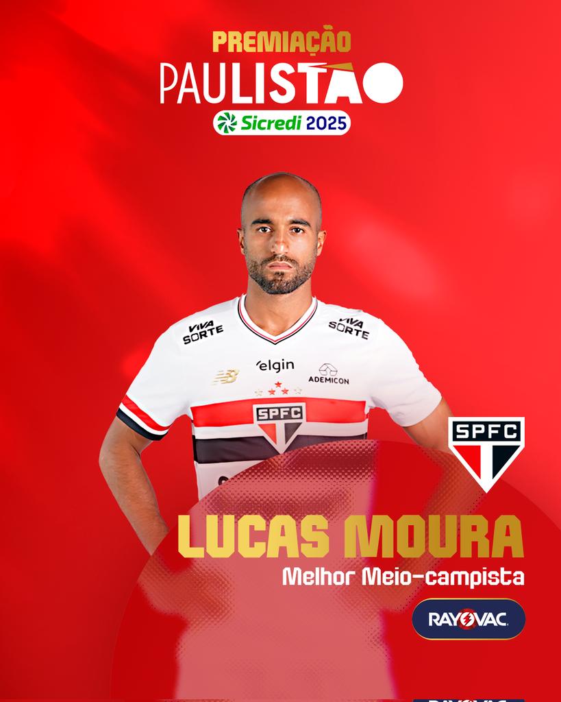 Lucas foi eleito um dos melhores meio-campistas do Campeonato Paulista 2025. (Foto: X do Paulistão)