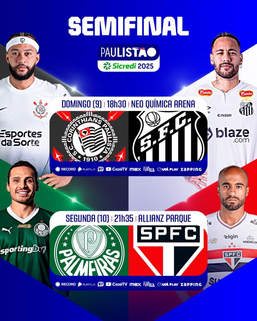 Paulistão terá as duas semifinais transmitidas na Record. (Foto: Reprodução/FPF)