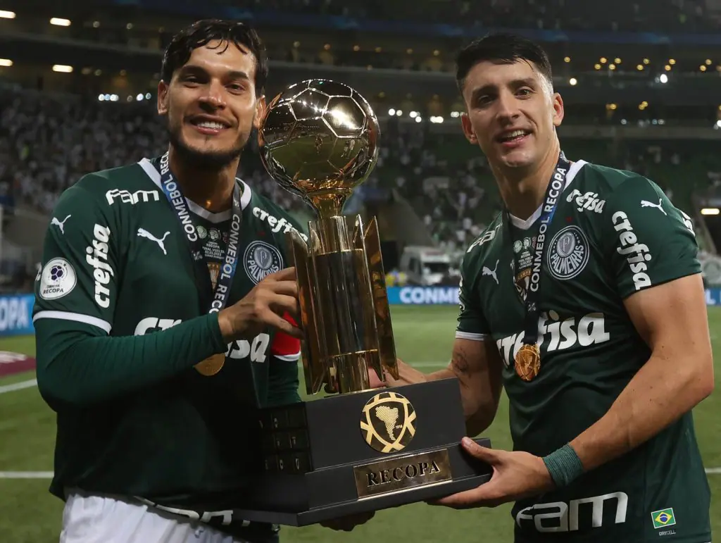 Gómez e Piquerez. Foto: Cesar Greco/Palmeiras 
