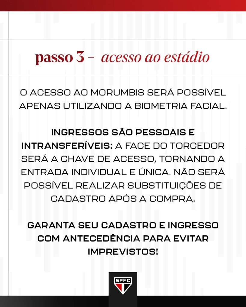 Cadastro facial dos torcedores do Tricolor. (Foto: X do SPFC)