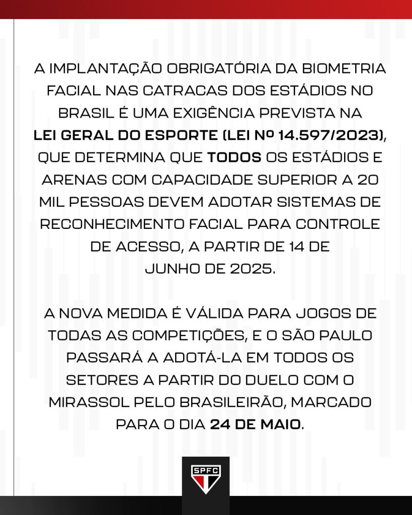 Cadastro facial dos torcedores do Tricolor. (Foto: X do SPFC)