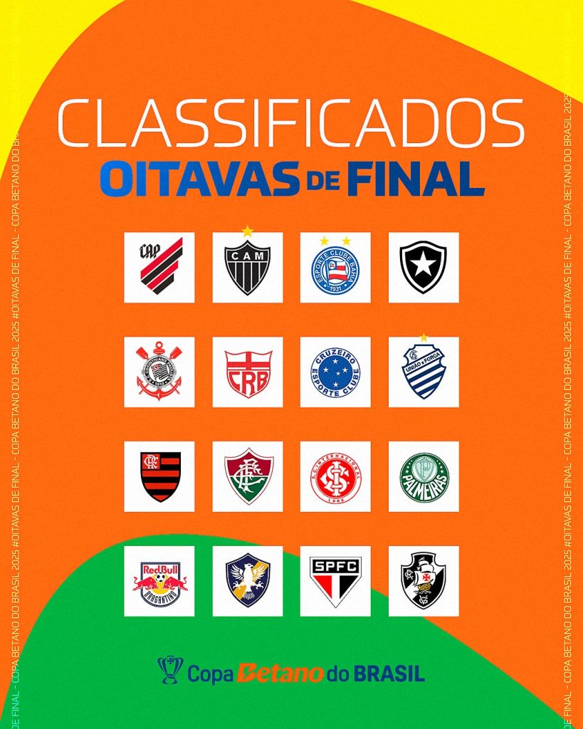Os 16 times restantes na edição 2025 do torneio. (Foto: X da Copa do Brasil)