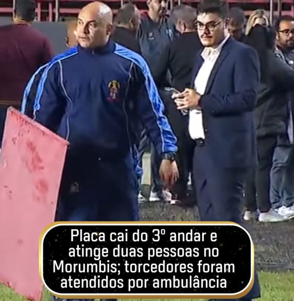 Placa que atingiu os torcedores do São Paulo FC. Foto> Reprodução.