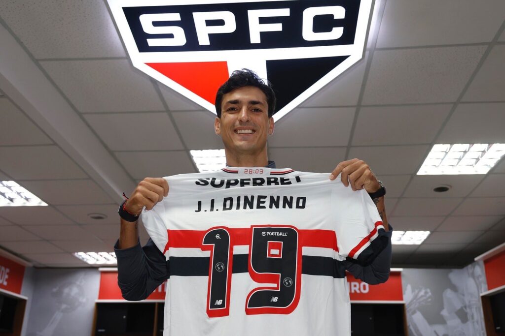 Dinenno é apresentado no São Paulo. (Foto: X do SPFC)