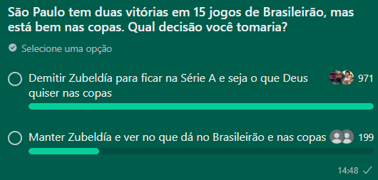 Torcida do São Paulo pede saída de Zubeldía. (Foto: Reprodução/Nação Tricolor)